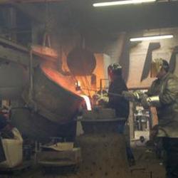 Pouring the metal into the mould