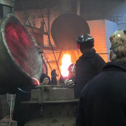 Pouring the metal into the mould