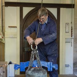 Preparing to raise the bell. Photo: Nigel Francis