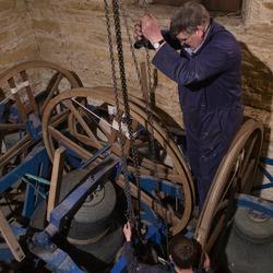 Hanging the bell. Photo: Nigel Francis