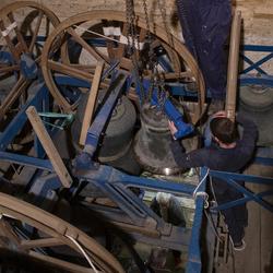 Hanging the bell. Photo: Nigel Francis