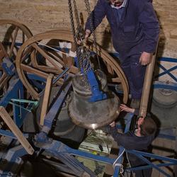 Hanging the bell. Photo: Nigel Francis